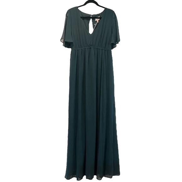 NWT Show Me Your MuMu Emily Empire Maxi Dress Emerald Green Sz Large - Picture 2 of 9
